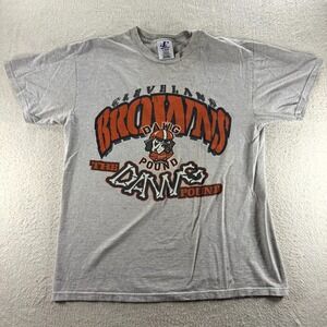 Vintage Logo Athletic T-Shirt Mens Large Gray NFL‎ Cleveland Browns Dawg Pound